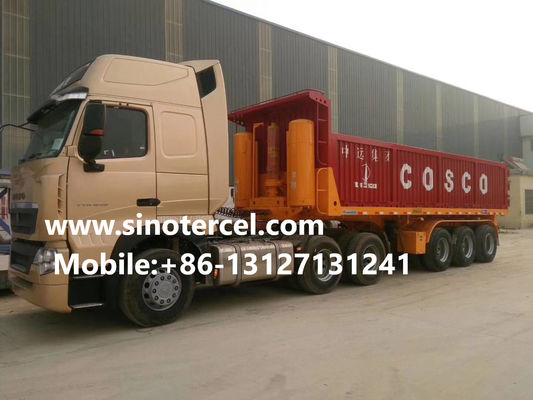 OEM-Stahl-Tipper-Semi-Anhänger ISO SGS mit Hydrauliksystem 30-50 Tonnen Rot